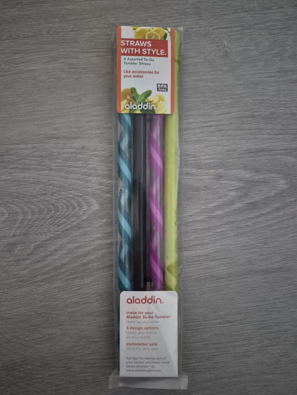 NEW Aladdin 4 Assorted To-Go Tumbler Reusable Straws